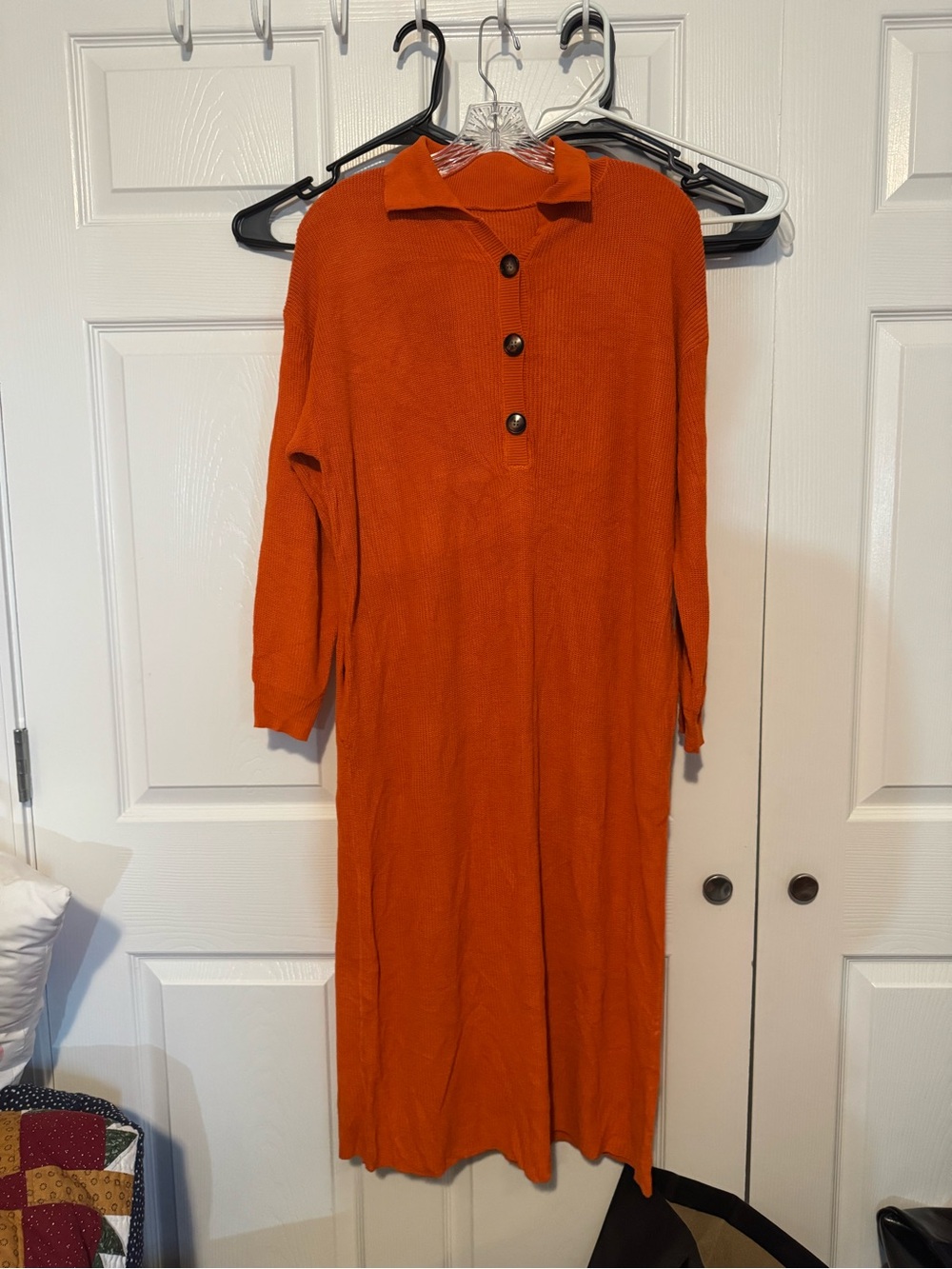 Women’s Orange Button-Front Knit Dress